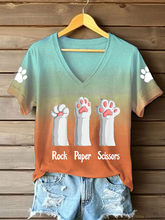 Femmes rock papier ciseaux chat patte v-cou T-shirts